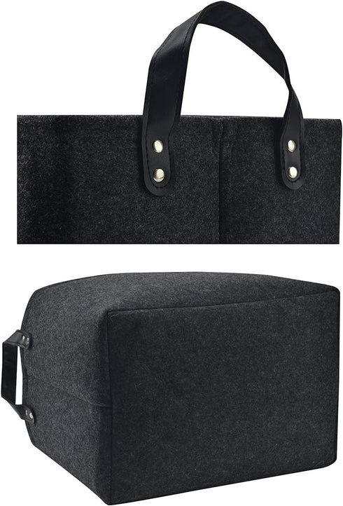 GUOZI Storage Basket, Collapsible Rectangular Felt Storage Bins with PU Handles, Large Laundry Basket Storage Solution