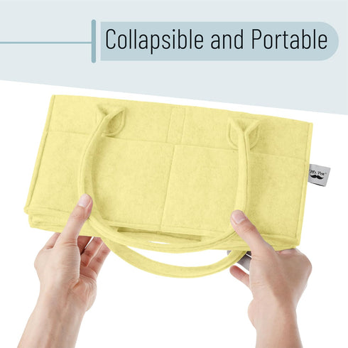 Lemon Glow Baby Diaper Caddy - Stylish Nursery Organizer for Diapers & Wipes
