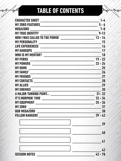 Power Rangers Roleplaying Game Expanded Character Sheet Journal by Renegade Game Studios