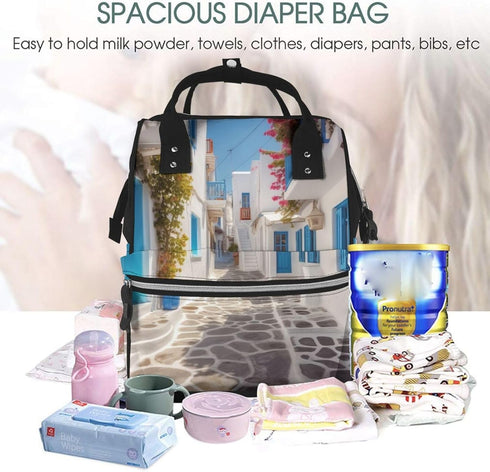KHIRY Backpack Mummy Backpack Diaper Bag Nappy Baby Bag Black and white tiger Multifunction Changing Bags for Travel