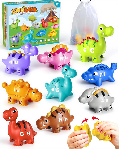52 PCS Dinosaur Alphabet Learning Toys for Toddlers Kids 3-5, 10 Different