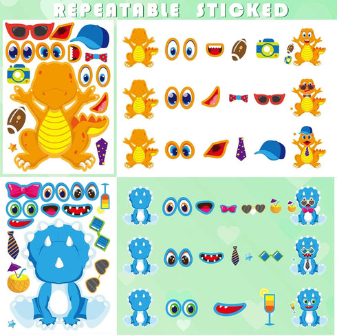 27 Pieces Make Your Own Dinosaur Stickers, DIY Craft Stickers for Kids Toddlers with Dinosaur System
