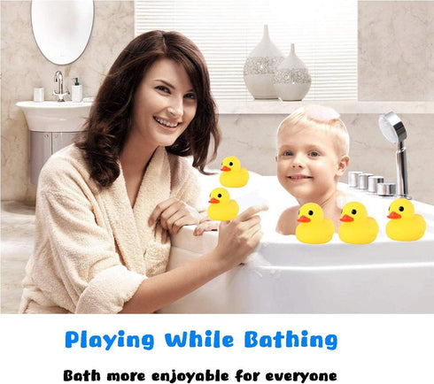Preschool Bath Toys - Rubber Floating Squeaky Baby Wash Shower Toy for Toddlers, 12 Pcs (Yellow Duck)