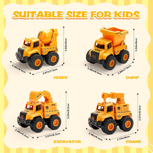 Lovinkiki 1-3, Set Bulldozer, 2 3 4 5 Construction Truck Toys for Toddlers Push and Go Toy Vehicles with Mixer, Dump