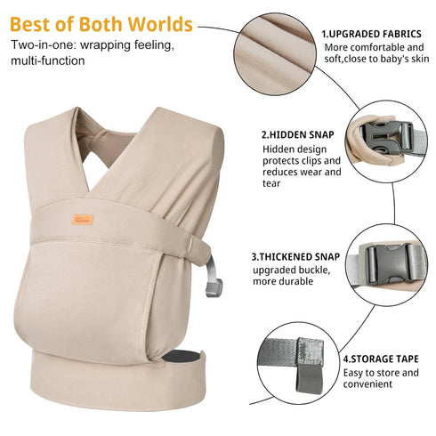 CUBY Baby Wraps Carrier Sling, Baby Carrier for Newborns and Toddlers,Skin-Friendly and Soft Front Baby Carrier Wrap