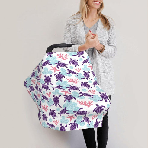 Sanghing Sea Turtle Ocean Coastal Baby Stuff Car Seat Cover,Nursing Cover for Mom Breathable Stroller Cover Multi-Use