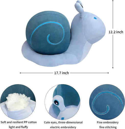 MUPI Cute Cartoon Snail Doll Plush Toy, Big Snail Pillow Doll Kawaii Decor (Blue 17.7 Inch)