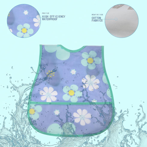 Waterproof Baby Bib Infant with Snaps - Fits Baby & Toddler 6-24 Months, 4pcs (Floral Bunny Fish)