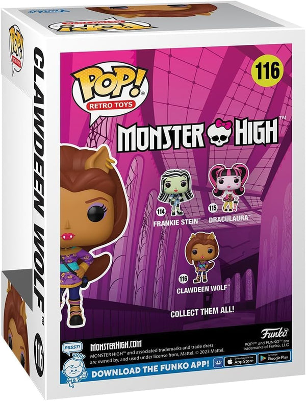 POP Retro Toys: Monster High - Clawdeen Wolf Funko Vinyl Figure (Bundled with Compatible Box Protector Case), Multicolor