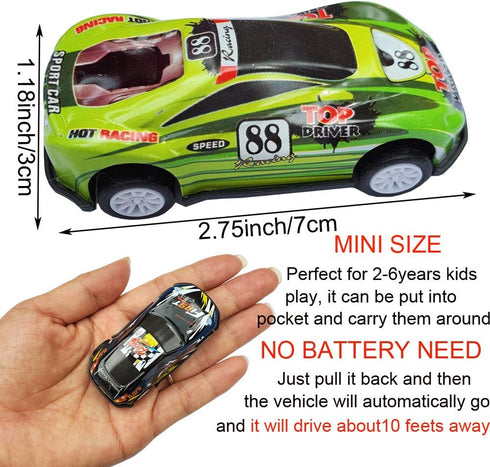 Himeeu 18Pcs 2.7 Inch Metal Pull Back Racing Car Toy Die Cast Race Cars Vehicles Friction Powered Toddler Boy Toys