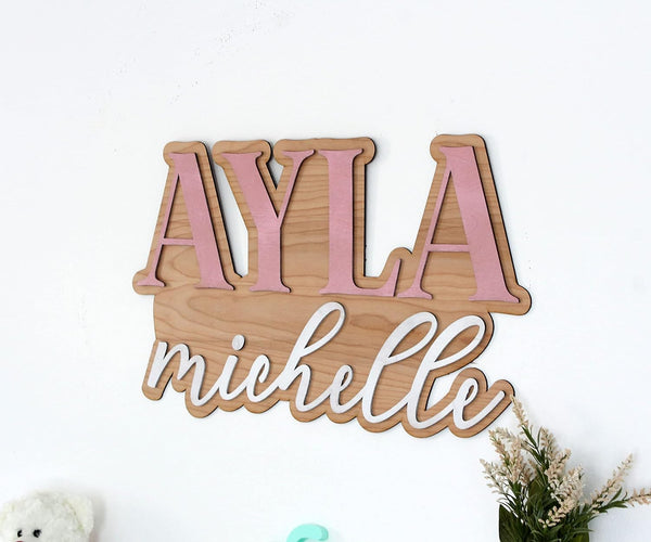 MYETCHEY Large Wood Nursery Sign | Nursery name sign for Kids | Custom