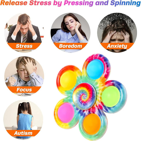 Fidget Spinner Bulk 4 Pack, Sensory Fidget Toys for Kids Adults, Anxiety Stress Relief, Birthday Party Favors Goodie