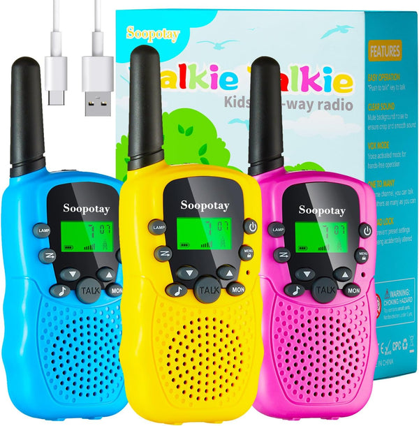 Soopotay Rechargeable Walkie Talkies for Kids, Walkie Talkie Toys for Girls Boys, Outdoor