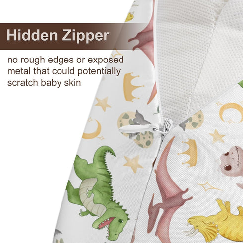 KuphiL10C Cartoon Dinosaur Moon Stars Leaves Pattern Nursing Pillow Cover, Unisex Removable Breastfeeding Pillowcase
