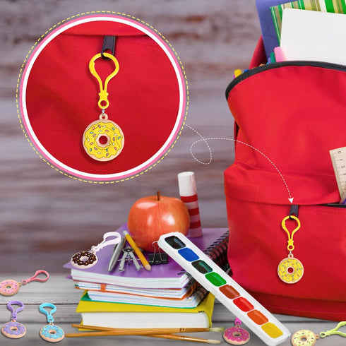 48 Pcs Sweet Donut Keychain Party Favors, Sweet Doughnut Theme Birthday Supplies, 12 Colors for Kids Goodie Bags