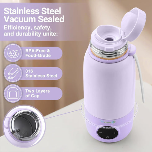 Tilcare 17oz 12H Portable Bottle Warmer for Travel - Baby Bottle Milk Warmer, Fast Heat Travel Bottle Warmer