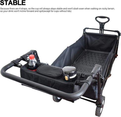 YEEDOIDO Non-Slip Organizer for Wagon, Parent Console Caddy with Cup Holders Universal for Folding Kids Pet Stroller