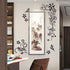 LiveGallery Removable Black Vinyl Flowers Wall Decals, DIY Flower Vines and Butterfly Stickers for Home Decor