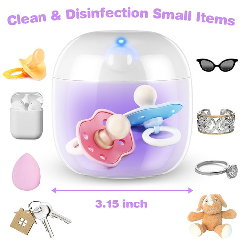 99.99% 3 Qualirey Portable Pacifier Disinfection, Mini UV Light Disinfection, Disinfection in Mins, USB Rechargeable