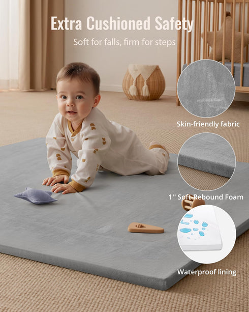 50x50 Blissful Diary Ultra Soft Baby Play Mat, Floor Mat with Removable & Washable Slip-On Cover for Babies