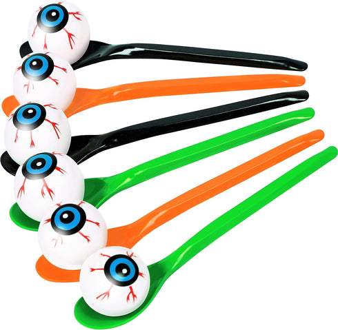 24 Packs Halloween Game Eyeball Spoon Relay Race Toy Set, Indoor Outdoor Party Supplies Decorations
