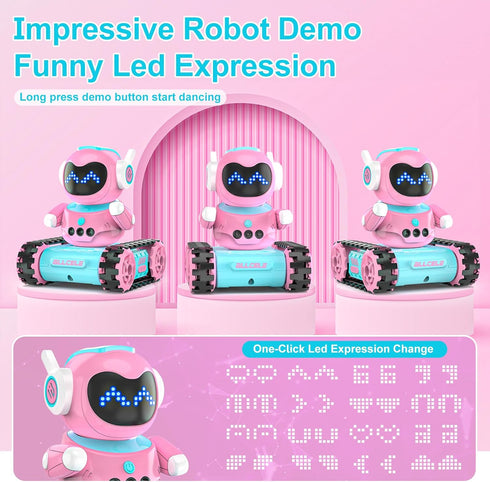 Programming, 3-8 ALLCELE LED RC Robot Toys for Girls with Music, Demo and LED Function, Remote Control Robot Toy, Gift