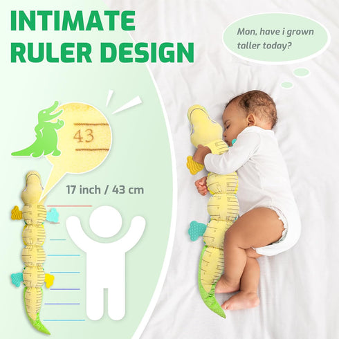 Baby Musical Crocodile Toys, Stuffed Animal Activity Soft Toys with Teether for Tummy Time, 0-12 Months (Green)