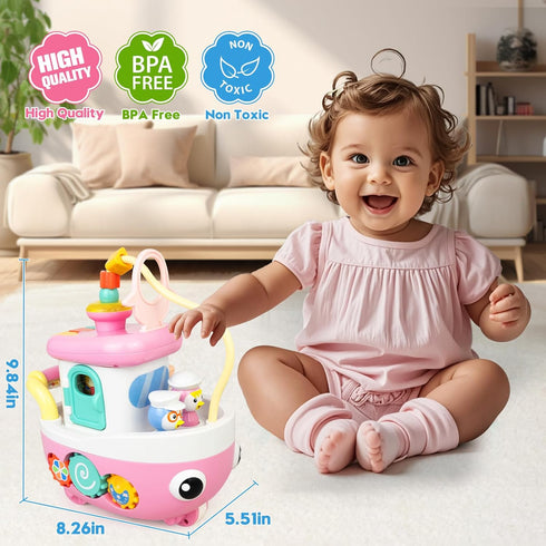 1+ 9-in-1 1st 1+ Love&Mini Toys for Year Old Girls - Baby Boat Musical Toys Music and Sound, First Christmas Birthday