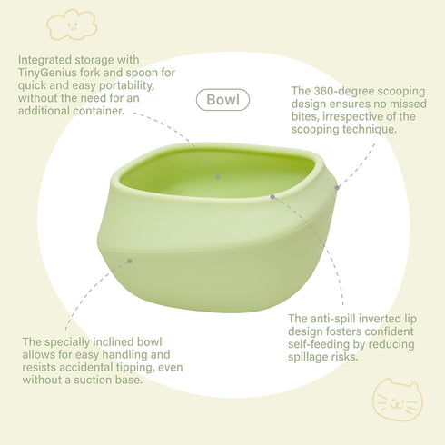 Toddler Utensils Set, Baby Essentials with Bowl, Fork, and Spoon for 12M+ Self-Feeding, Green