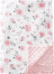 david's kids Muslin Baby Blanket for Girls, Soft Lightweight with Muslin Cotton Front, 40x50 Inches, Floral