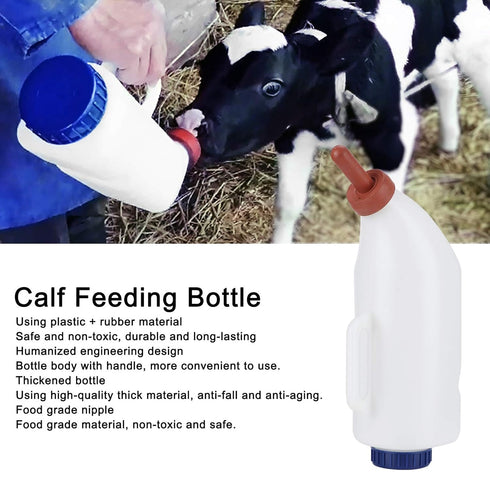 4L Calf Milk Bottle with Handle - Detachable Nipple Feeding Equipment for Livestock