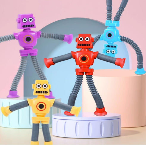 Suction Cup Robot Toy: Mini Robot Toys for Kids 3-7, Autism Sensory Products (4 Pack)