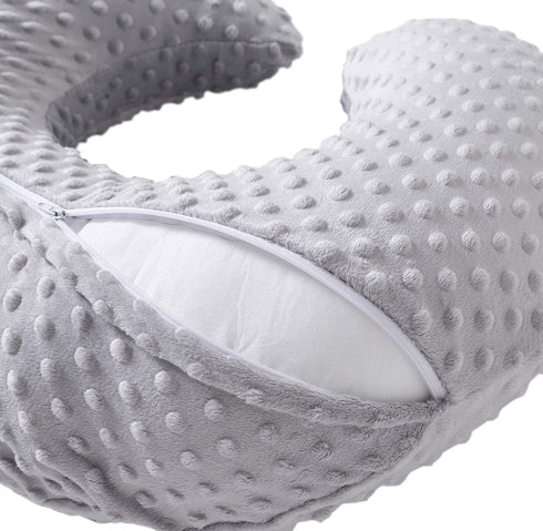 Plush Dot Nursing Pillow Cover - Gray Breastfeeding Slipcover
