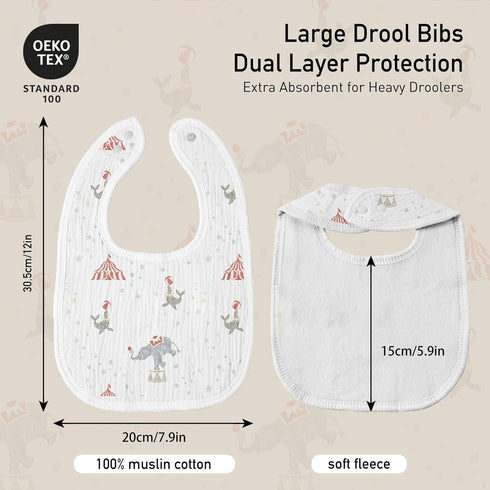 GLLQUEN BABY Muslin Drool Bibs for Boys and Girls, 8 Pack, Adjustable Baby Bibs for Teething and Feeding Essentials