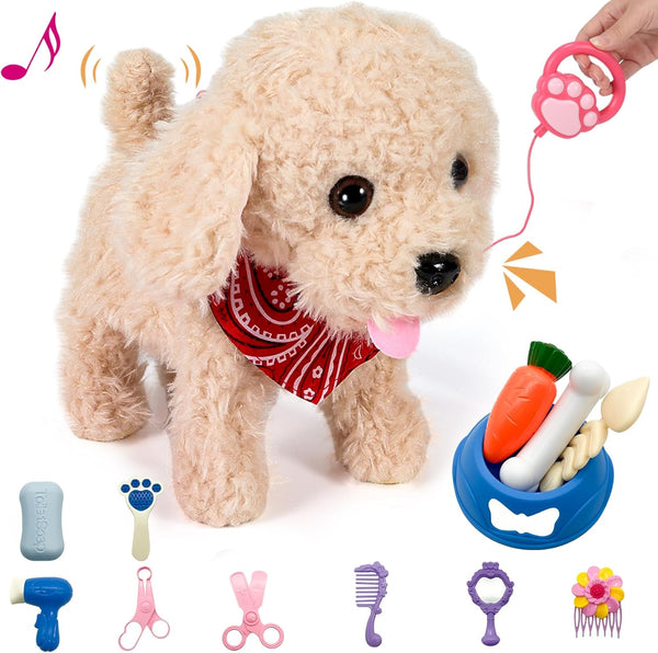 Interactive Walking Plush Puppy Toy Dog, Remote Control Electronic Robot Dog Realistic