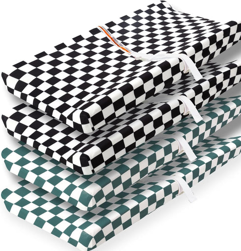 Jola's House 4 Pack Checkered Plaid Crib Sheets Neutral Breathable Buffalo Check Fitted Baby