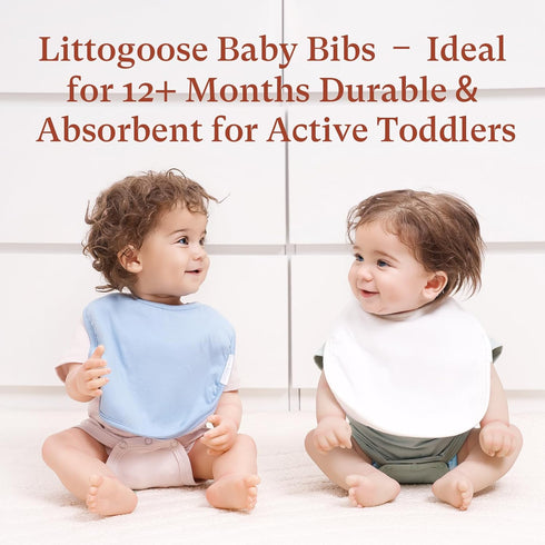 10-Pack Soft Absorbent Baby Bibs - Adjustable Snaps for Infants and Toddlers in Solid Colors