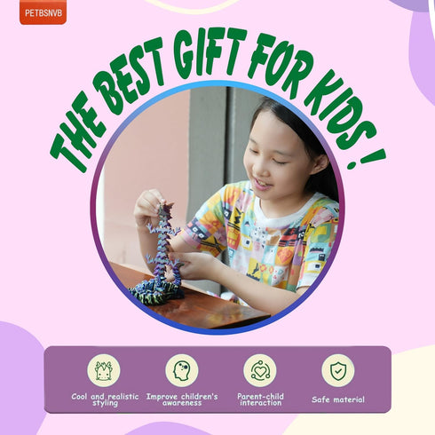Three Color 12" 3D Printed Dragon, Articulated Crystal Dragon Fidget Toy, Home Office Decor Executive Desk Toy