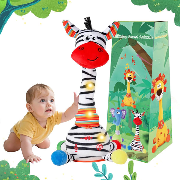 Dancing Talking Zebra Stuffed Animal, Interactive Mimicking Recording Repeating Zebra Plush, Singing