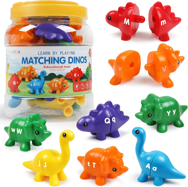Matching Letters Dinosaur Toy, Double-Sided ABC Letters Match Game for Preschool, Educational Learning Toy for Toddlers