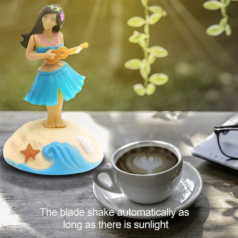 Solar Powered Dancing Figures Decoration - Hula Girl Shaking Head Ornaments for Car Dashboard Interior