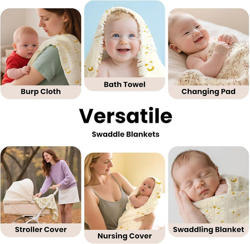 TDHD 2 (47" x40) 0-8 pcs Contemporary Printed Throw Blanket with Tassel Fringe - Soft Breathable Gauze, Portable
