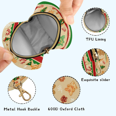 Christmas Elements Round Pacifier Storage Case with Zipper, Portable Pacifier Case for Travel, Diaper Bag & Purse