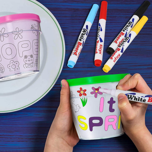 28 16 12 Meanplan Pcs Spring Crafts Spring DIY Flower Pots Paint Your Own Ornament Kit DIY Craft Pot Colorful Markers