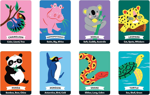 Mudpuppy Who’s in The Wild? Game – Card Game for Families, Guessing Game for Kids Ages 4-10 – Easy to Play for 2+ Players, Includes 30 Oversized Cards and Sand Timer, Makes a Great Gift