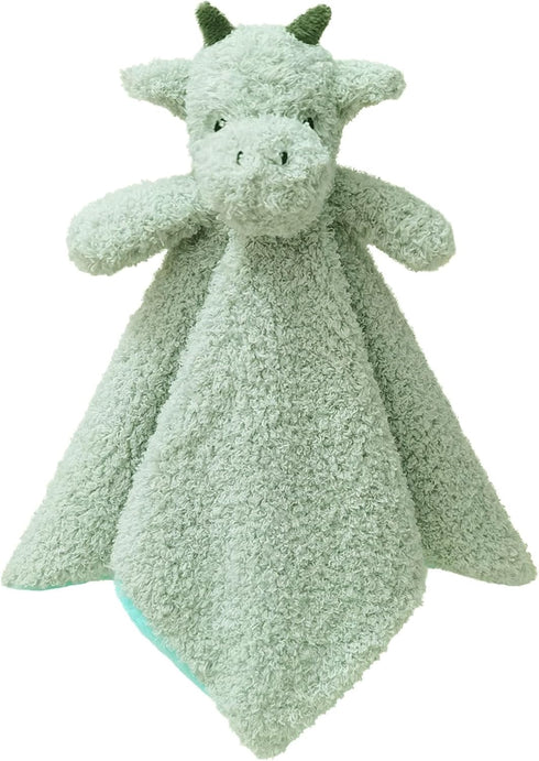 Baby Green Dragon Soft Stuffed Animal Security Blanket, Plush Dinosaur Lovey Blanket, Cuddly Newborn Gift for Boys and