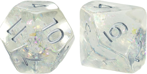 Gate Keeper Games and Dice: Holographic Dice - Unicorn 7pc Set, Transparent Holographic Glitter Swirl