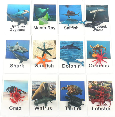MEROCO Montessori Animal Match Game Cards - Marine Animal Matching Montessori Language Materials for Toddlers Preschool