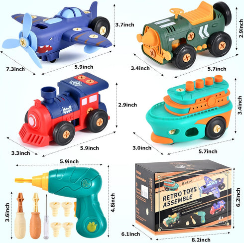 DICROON Set 3+, Take-Apart Electric Building Toys Car, Toddler & Kids Tool with Motor & Electric Drill, STEM