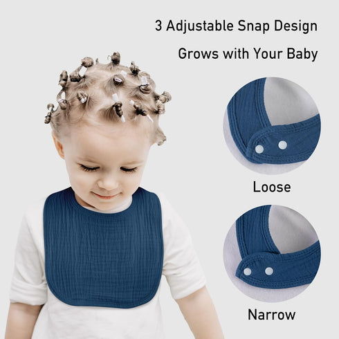 6 Pack (6, Muslin Baby Drool Bibs for Unisex Boys Girls, Soft Cotton Baby Bib for Teething Drooling, Essentials Shower